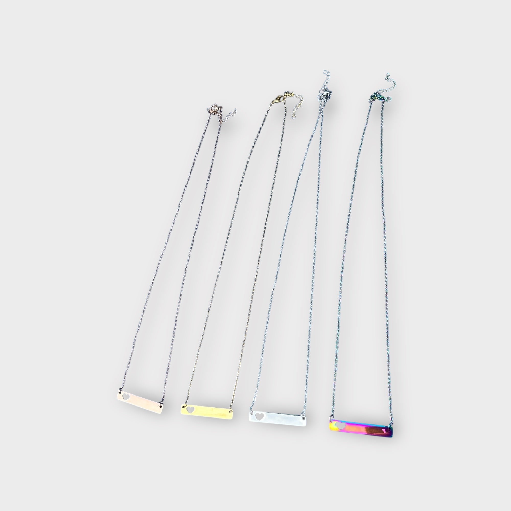 Horizontal Bar Necklace with Heart