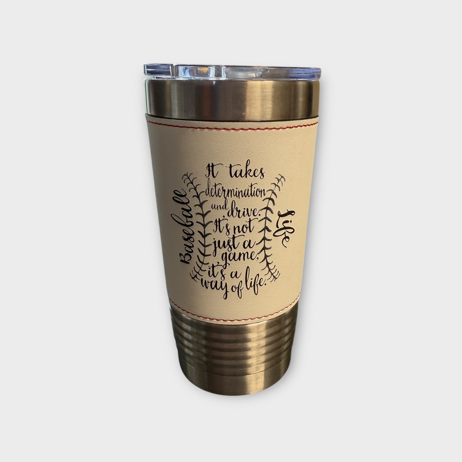 Leather Baseball Tumbler