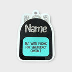 Black/Teal backpack Emergency Contact Bag Tag