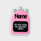Bright Pink backpack Emergency Contact Bag Tag