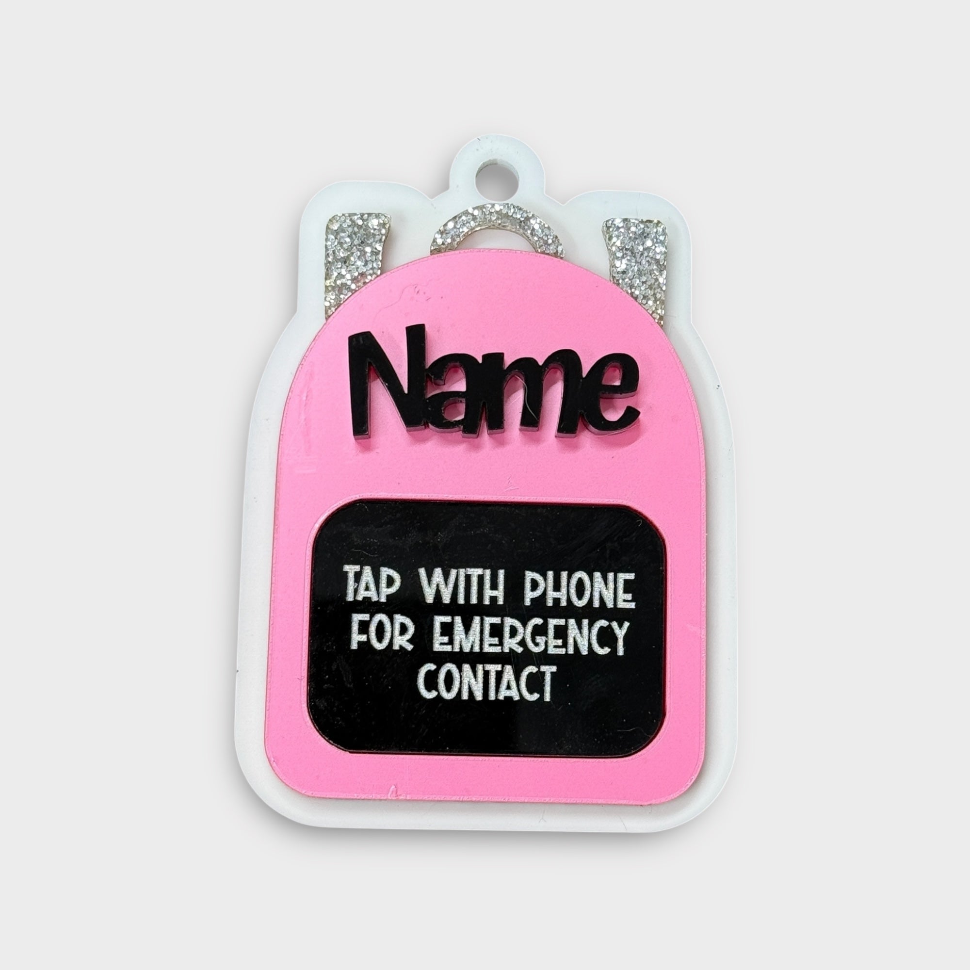 Bright Pink backpack Emergency Contact Bag Tag