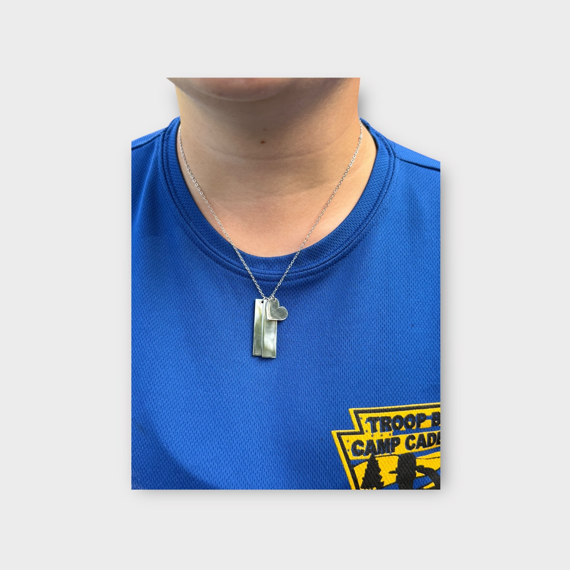 Double Rectangle & Heart Charm Necklace