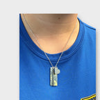 Double Rectangle & Heart Charm Necklace