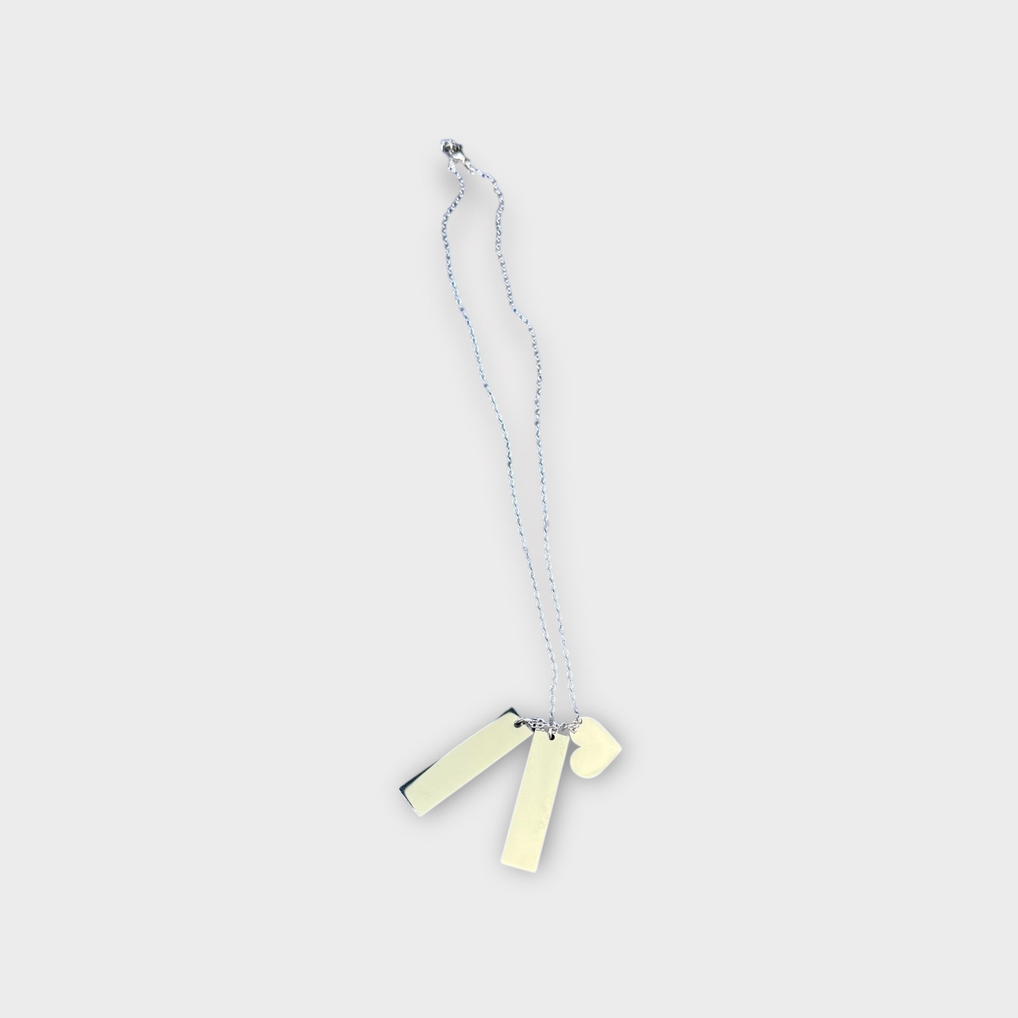 Double Rectangle & Heart Charm Necklace