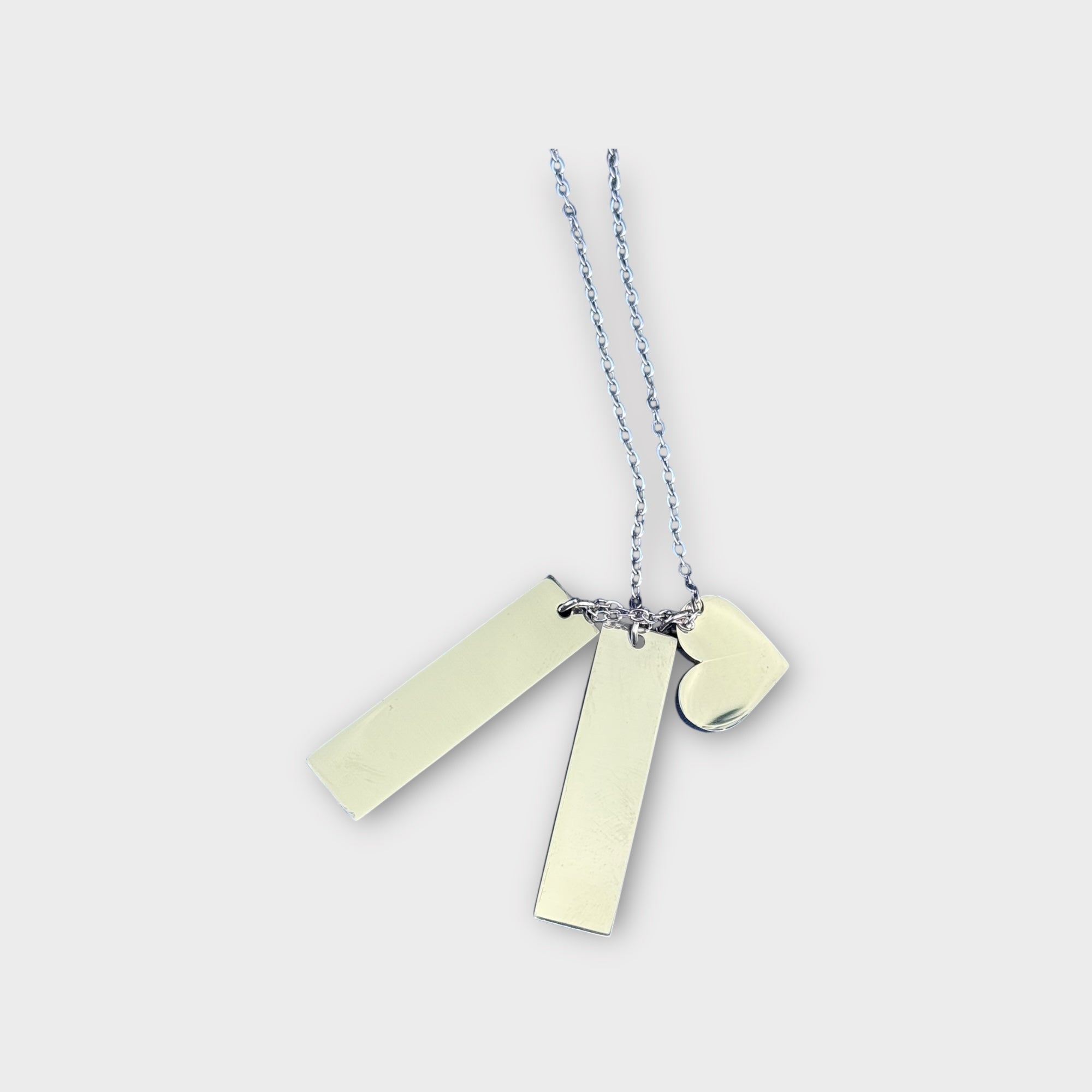 Double Rectangle & Heart Charm Necklace