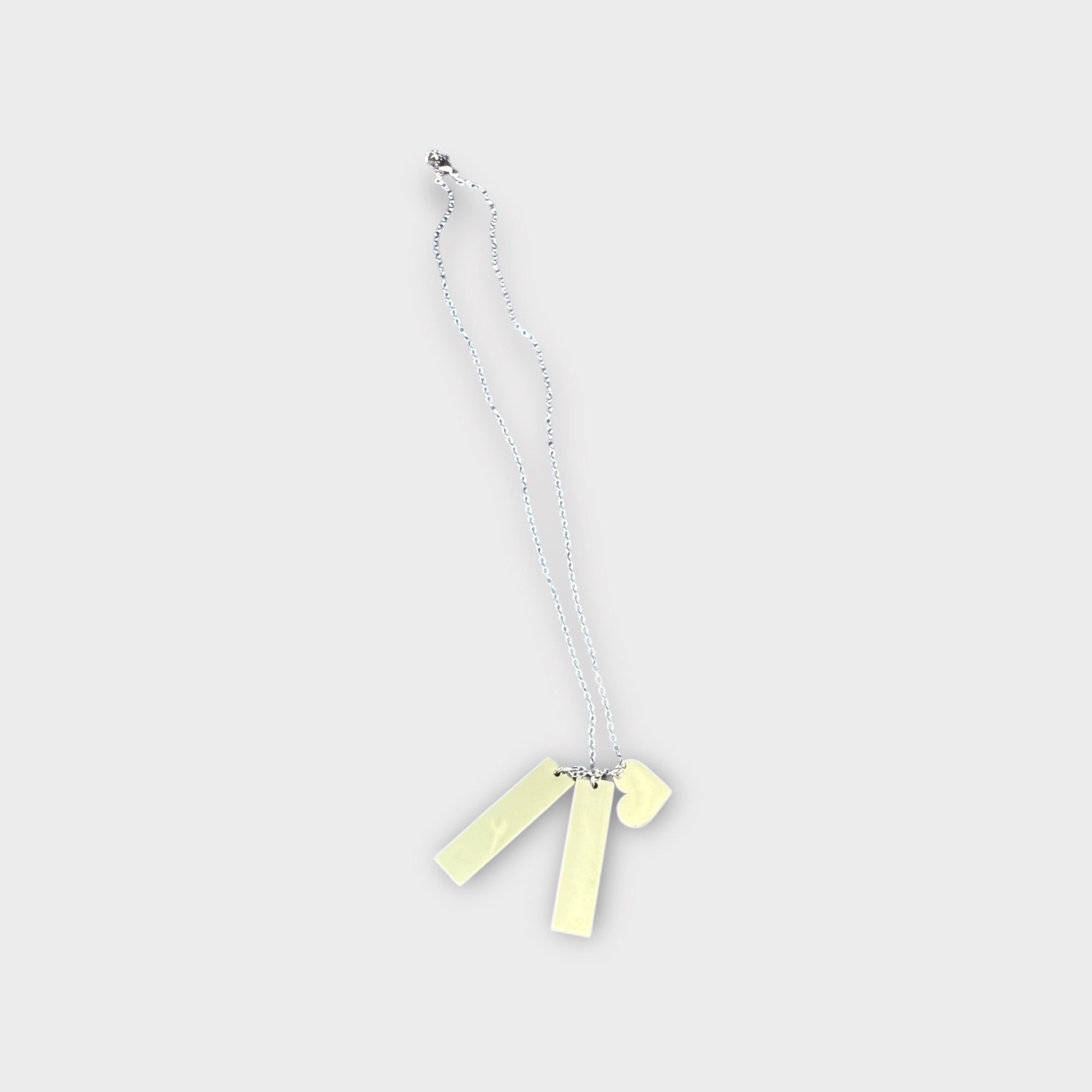 Double Rectangle & Heart Charm Necklace