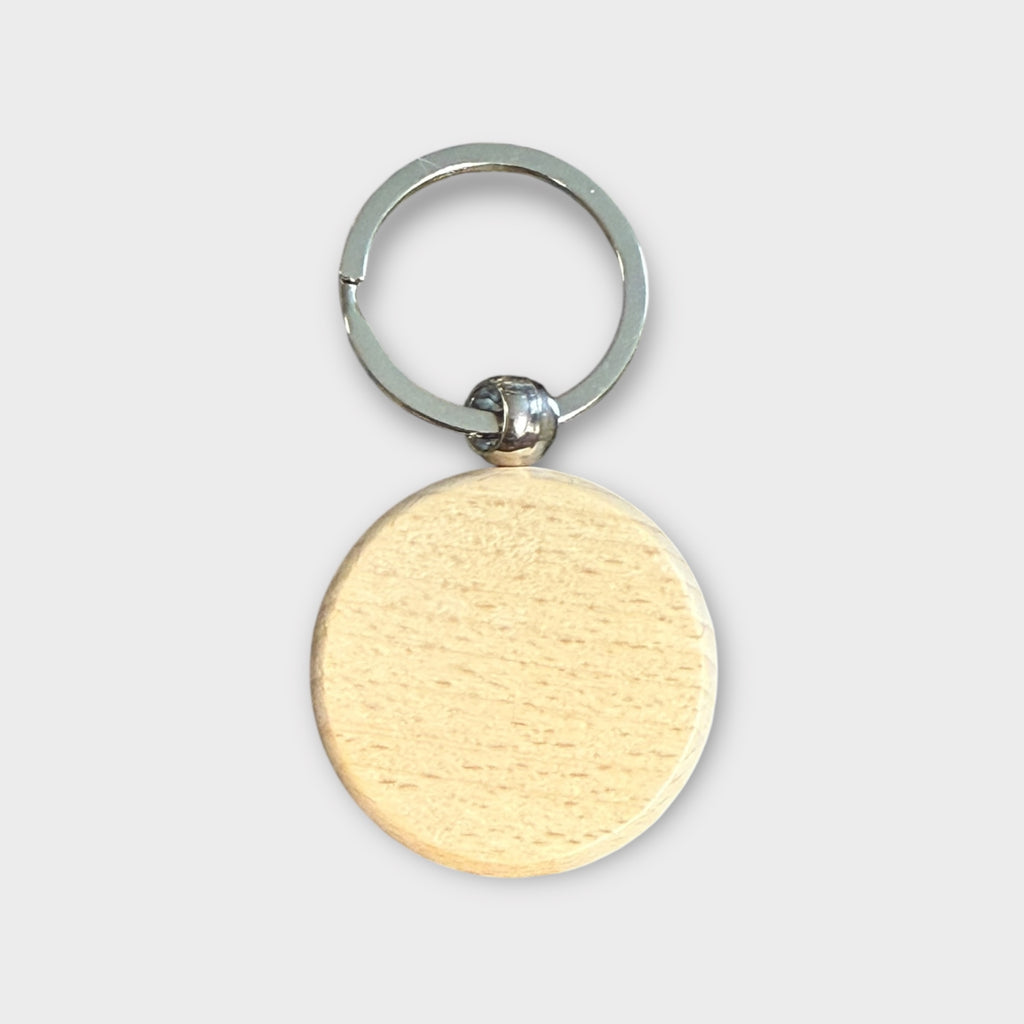 Round Wood Keychain