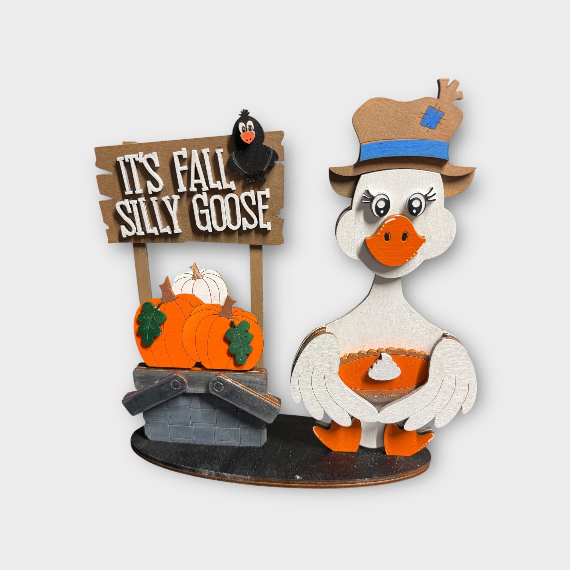 Interchangeable Wooden Goose Shelf Sitter – Fall Edition