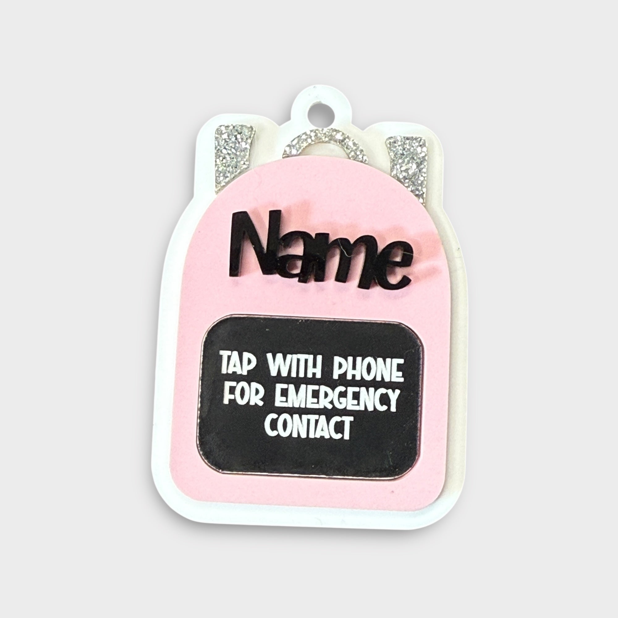 Light Pink backpack Emergency Contact Bag Tag