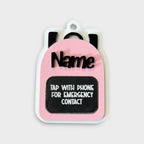 Light Pink backpack Emergency Contact Bag Tag