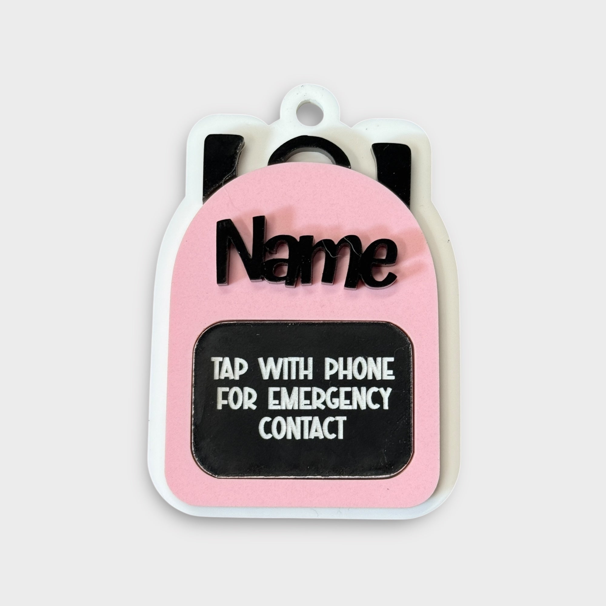 Light Pink backpack Emergency Contact Bag Tag