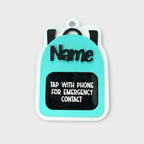 Teal/Black backpack Emergency Contact Bag Tag