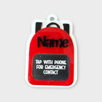 Red/Black backpack Emergency Contact Bag Tag