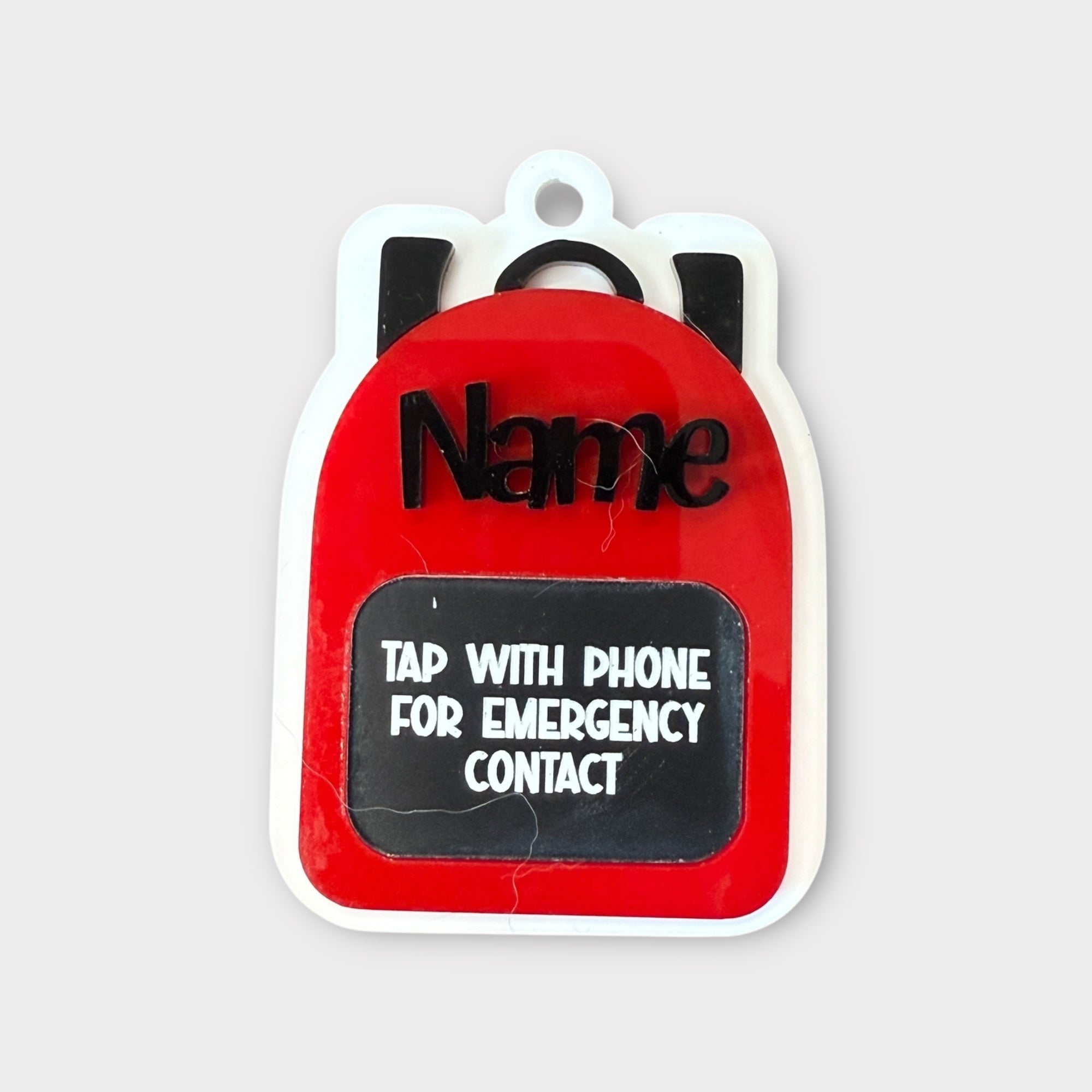Red/Black backpack Emergency Contact Bag Tag