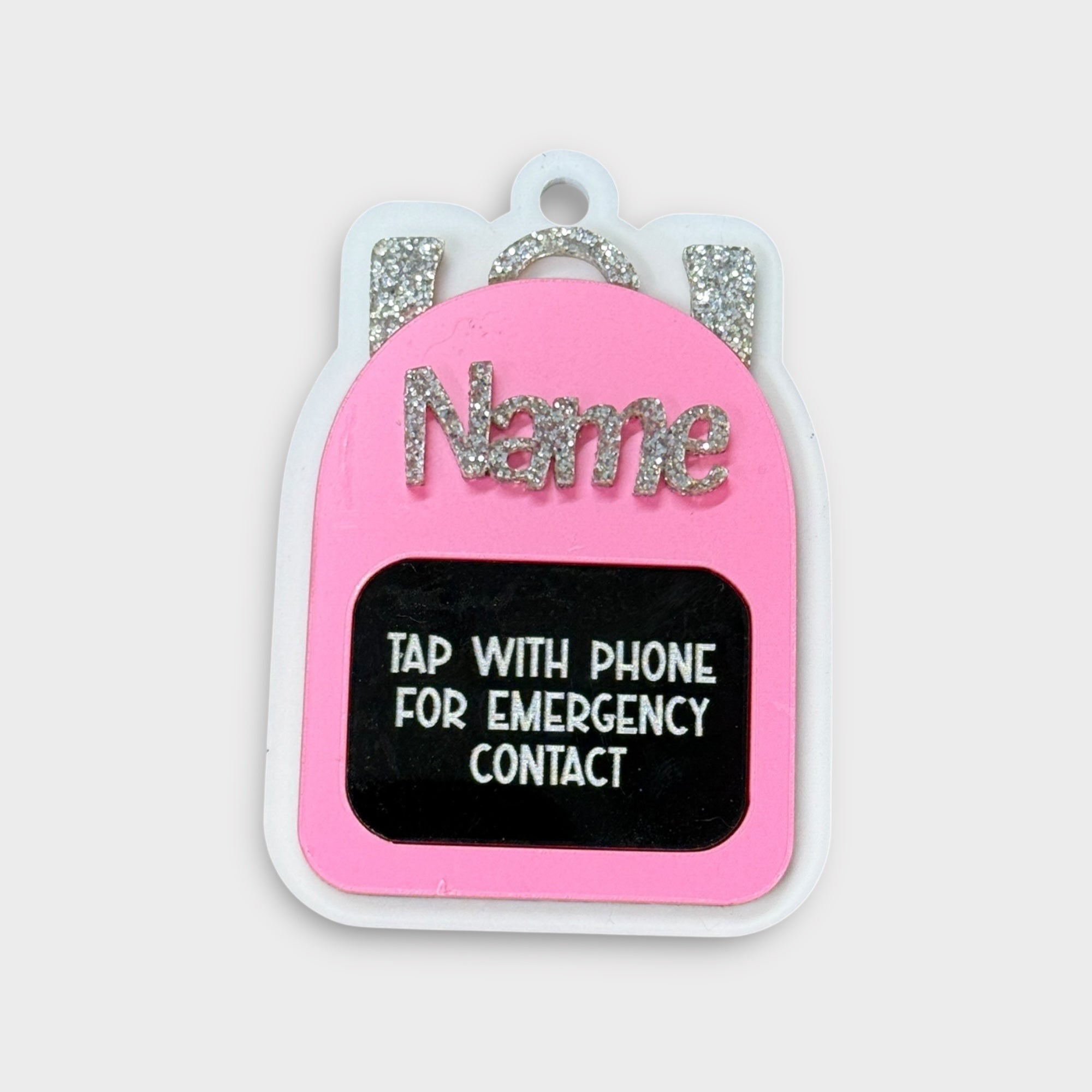 Bright Pink backpack Emergency Contact Bag Tag