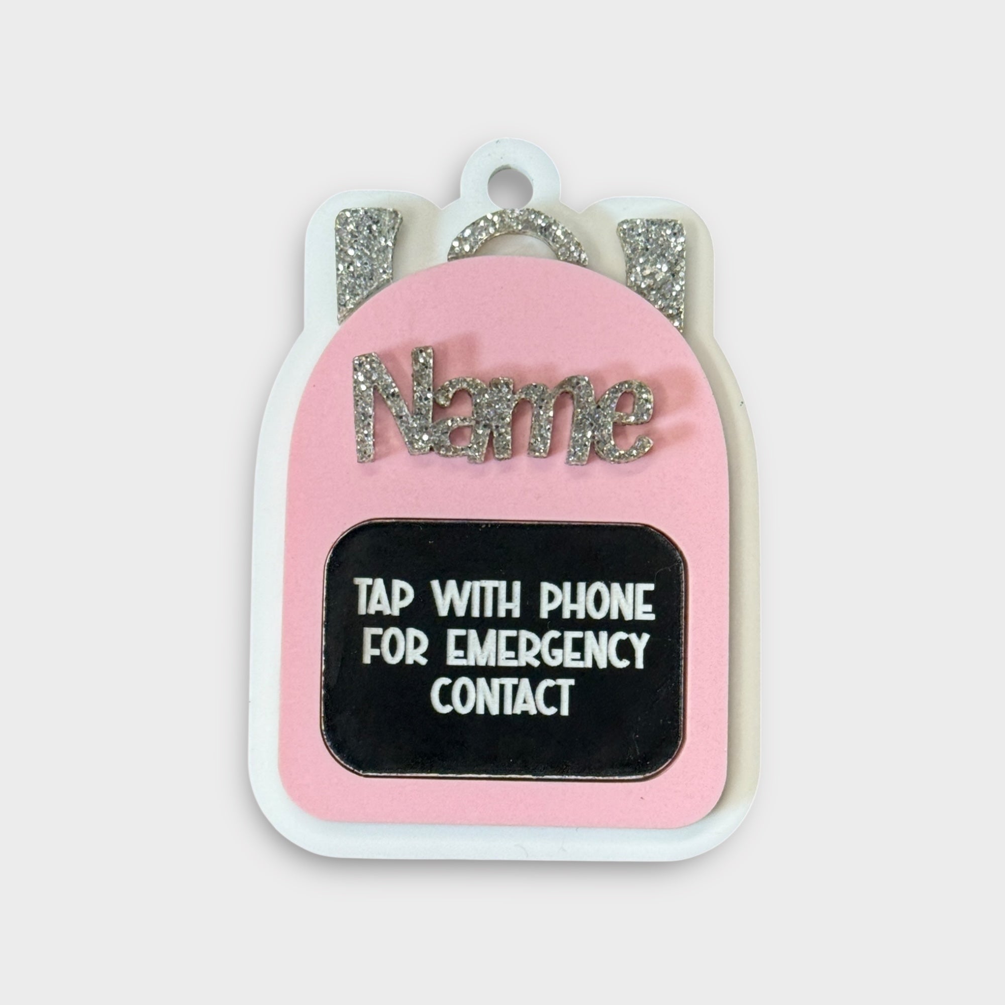 Light Pink backpack Emergency Contact Bag Tag