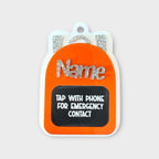 Orange backpack Emergency Contact Bag Tag