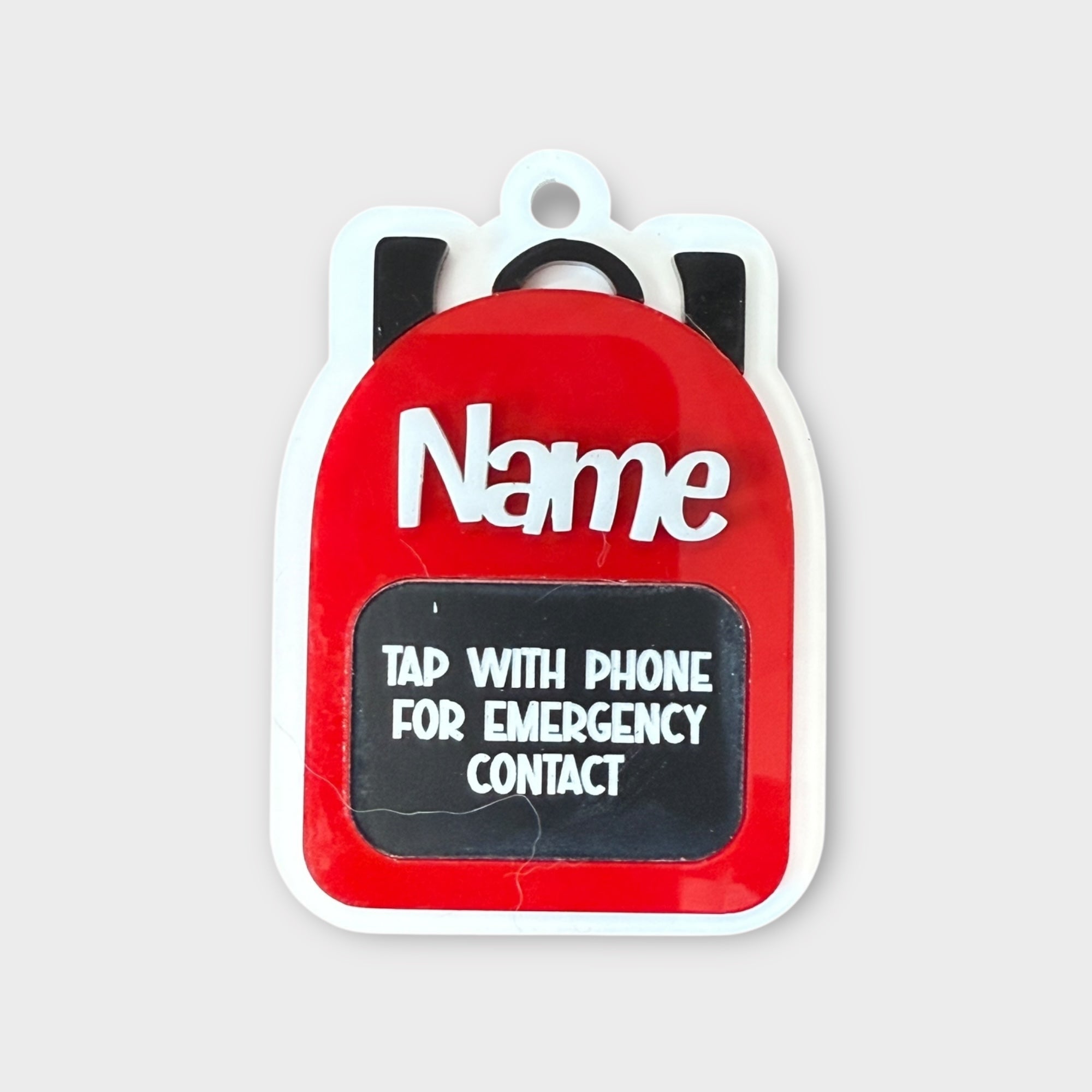 Red/Black backpack Emergency Contact Bag Tag