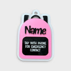 Bright Pink backpack Emergency Contact Bag Tag