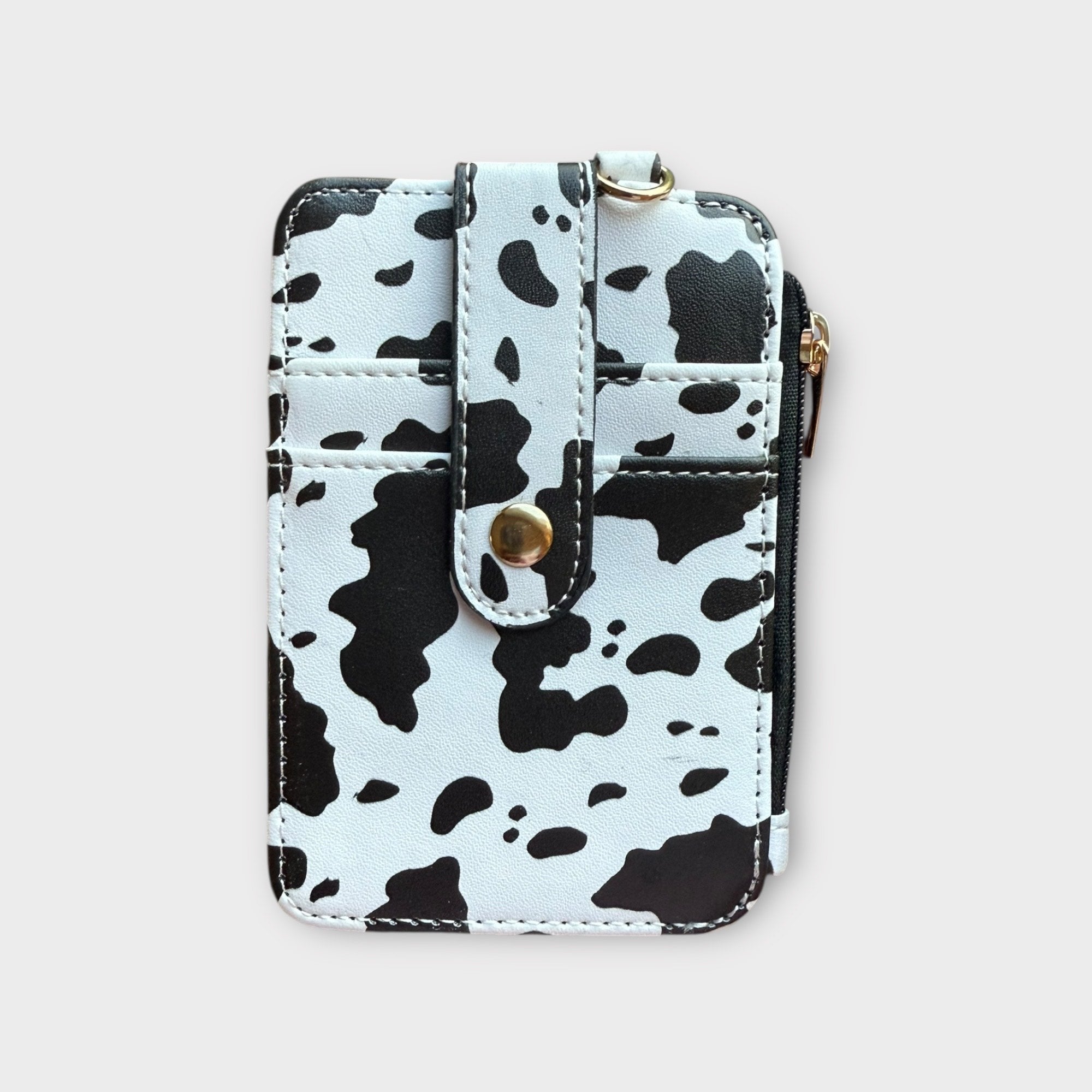 Cow Print Zippered ID Wallet
