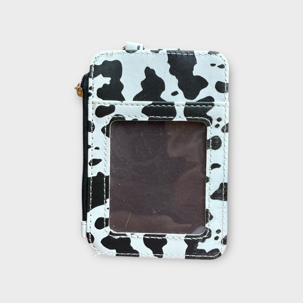 Cow Print Zippered ID Wallet