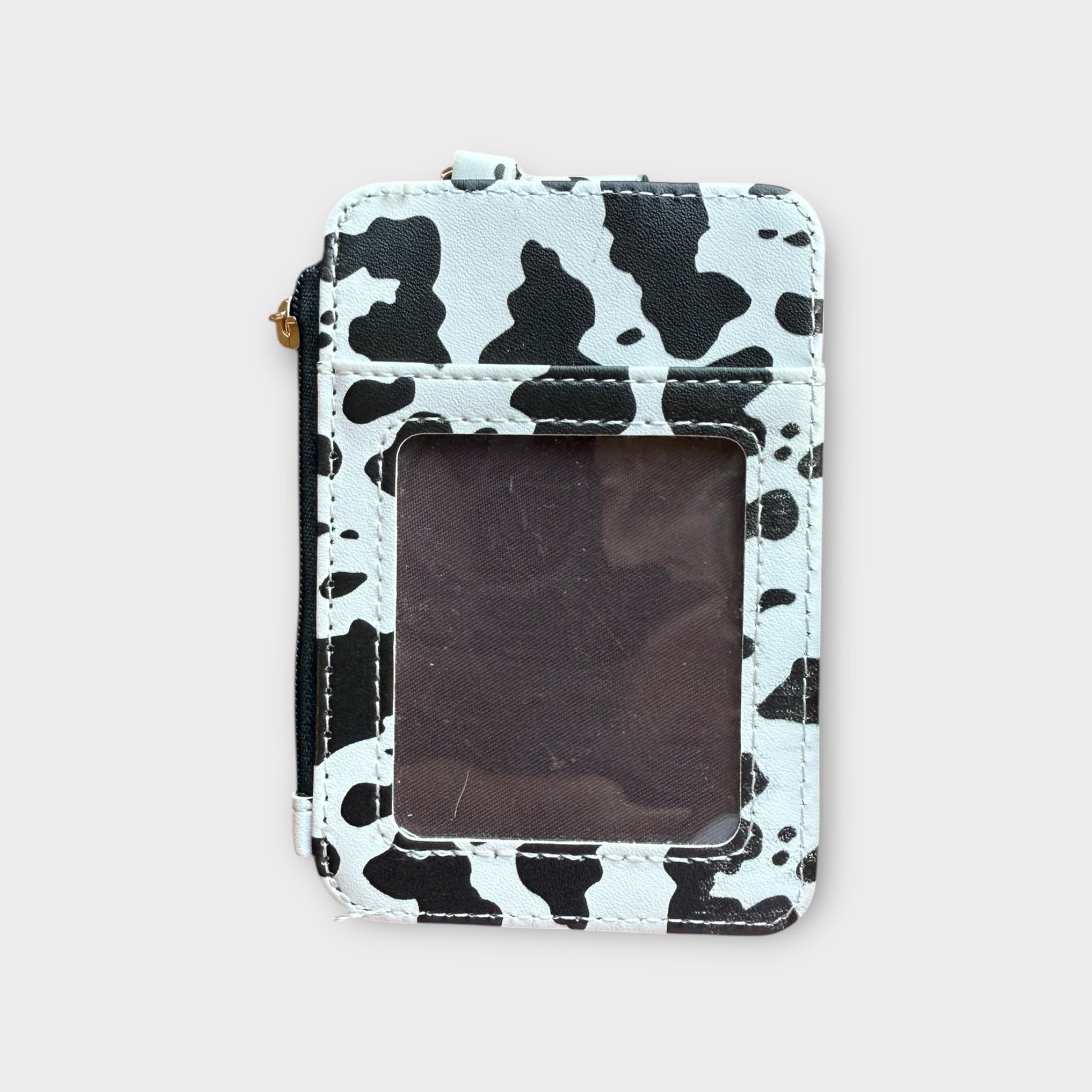 Cow Print Zippered ID Wallet