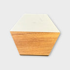 Marble and Wood Coaster Set