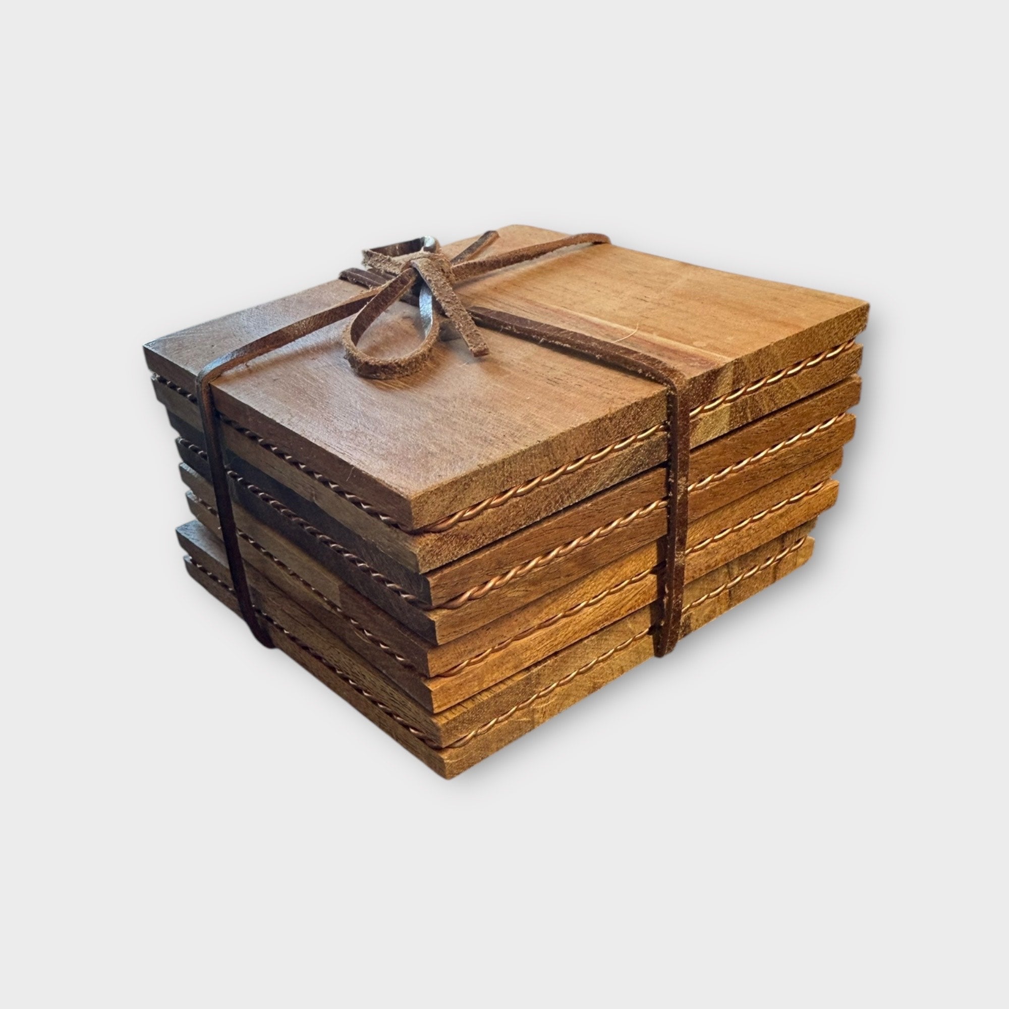 Wood Coasters with Metal Trim