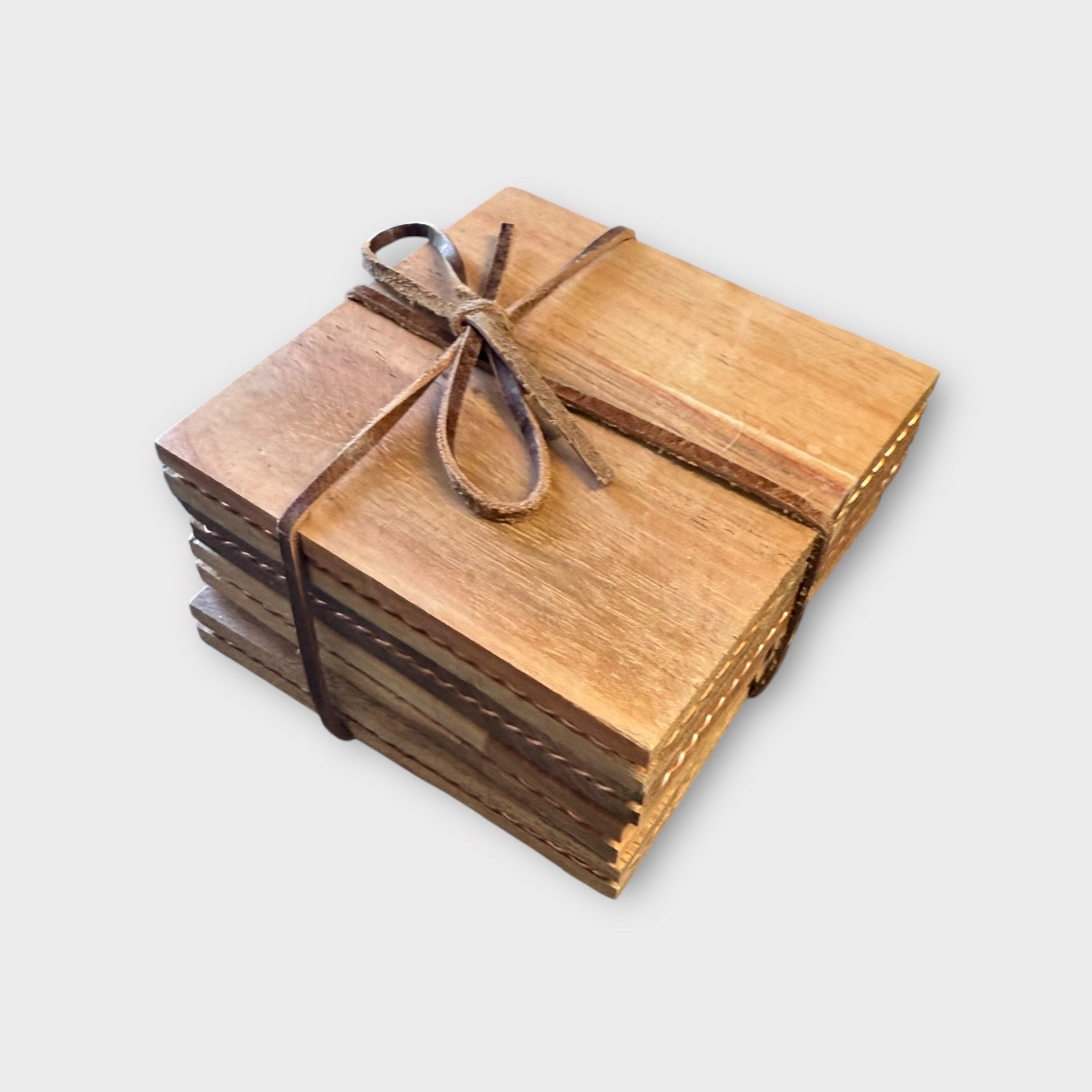 Wood Coasters with Metal Trim