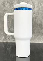 Custom Designed - 30 oz Handled Tumbler with Blue Base