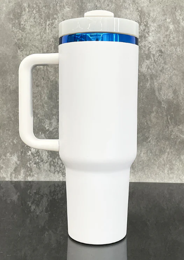 Custom Designed - 30 oz Handled Tumbler with Blue Base