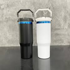 Custom Designed - 30 oz Flip Top Tumbler with Blue Base