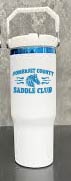 White 30 oz Flip Top Tumbler with Blue Base